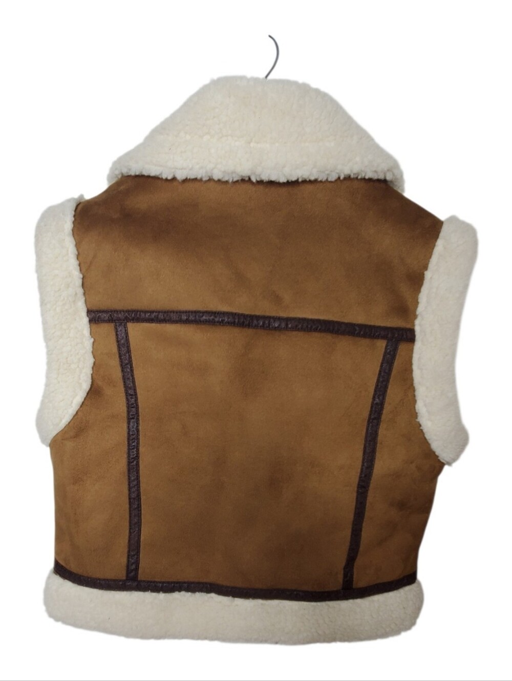 Jason Wu Faux Leather Shearling Vest Small Moto Zipper Jacket Biker Feminine - Picture 3 of 9
